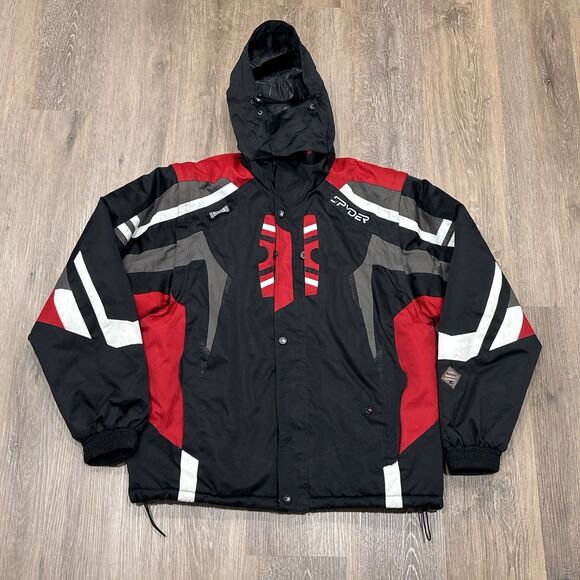 Spyder Ski Jacket Mens XL Dermizax EV Black Red Insulated Hooded 2 in 1 Vest